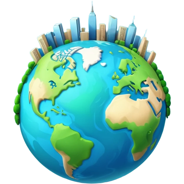 3d planet earth with building emoji