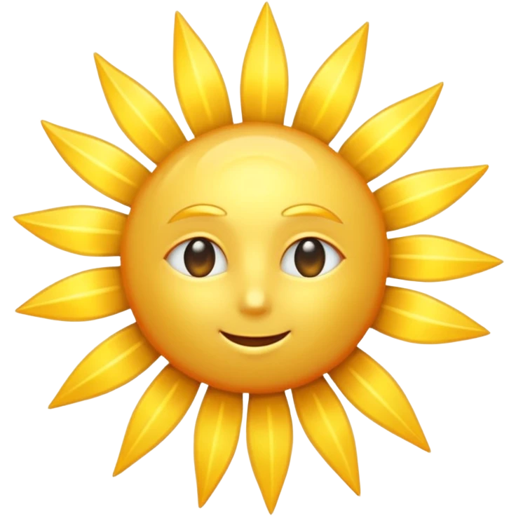 A radiant golden sun, with long, bright rays surrounding it, an intense yellow center, detailed 3D emoji style, neutral background, soft and vibrant lighting.  emoji