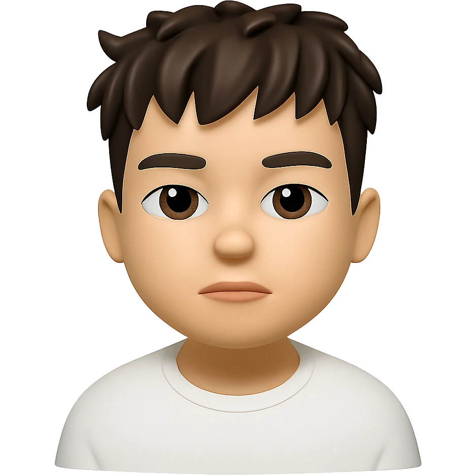 Convert this photo to a 3D emoji in Apple style, keeping the likeness and expression, with a clean background. The style should resemble Apple's emoji style with a 3D look and clean background. emoji