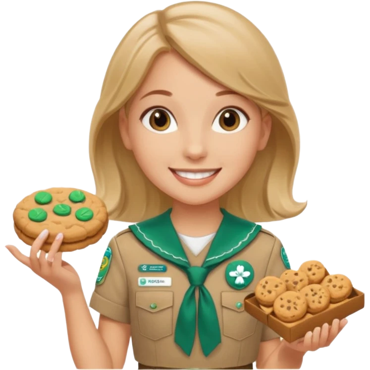 white girl scout selling cookie at Wendy’s big emoji