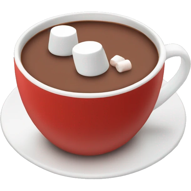 red mug of hot chocolate with marshmallows emoji