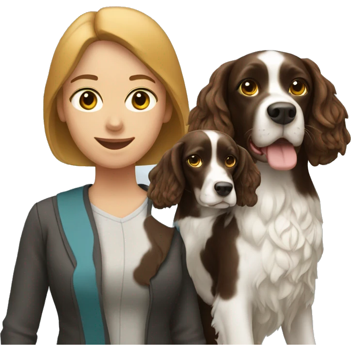 two women with springer spaniel emoji