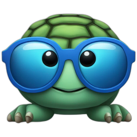 Tortue bleue avec des lunettes emoji