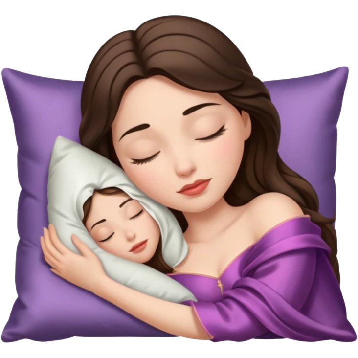 sleeping beauty brunette white girl with a silk pillow emoji