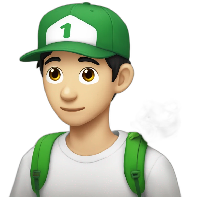 Fernanfloo con gorra de luigui y una rana sentada sobre su hombro emoji