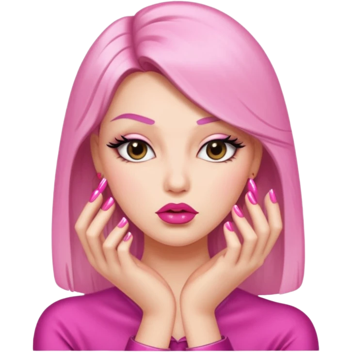 Diva pouting and showing off nail set emoji