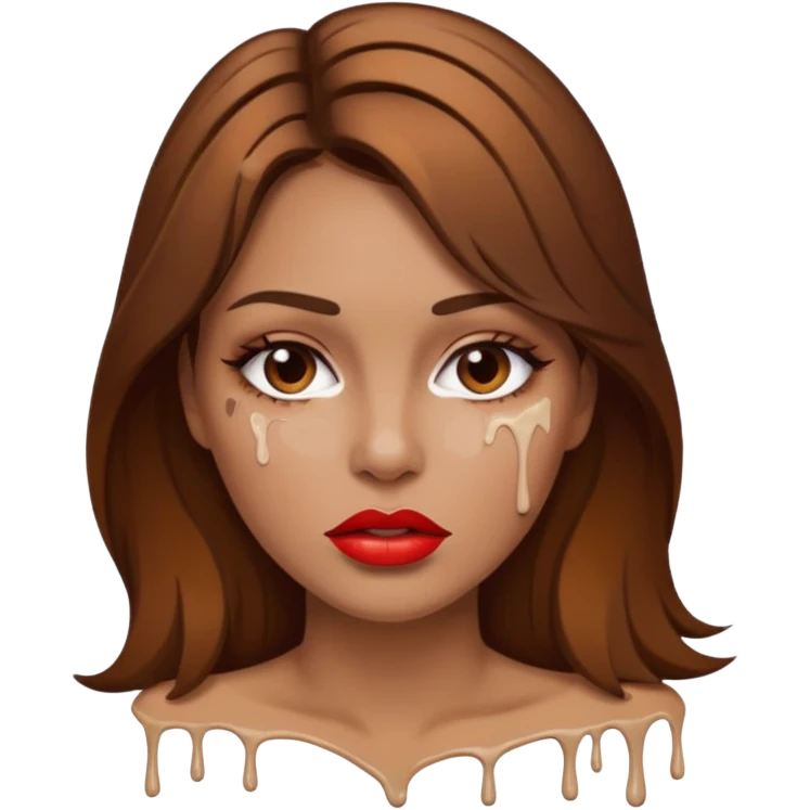 Brown Hair Woman , white paint , drip, face, hot  Sexy, lips emoji