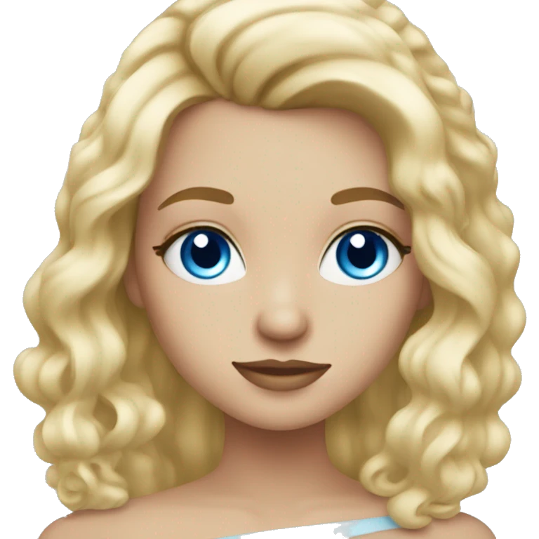 Nice blonde girl with mascara and blue eyes emoji