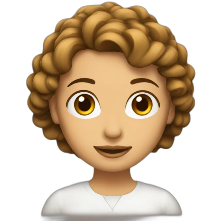 Mujer pelo castaño ondulado largo emoji