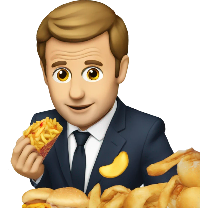 Macron qui mange un fast food emoji