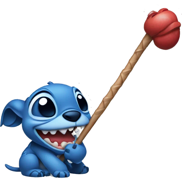 Stitch with a stick in his mouth emoji