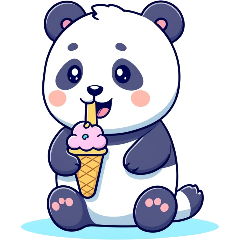 Panda eating ice cream emoji