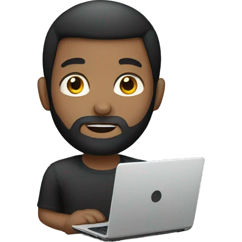 Boy with black beard and laptop emoji
