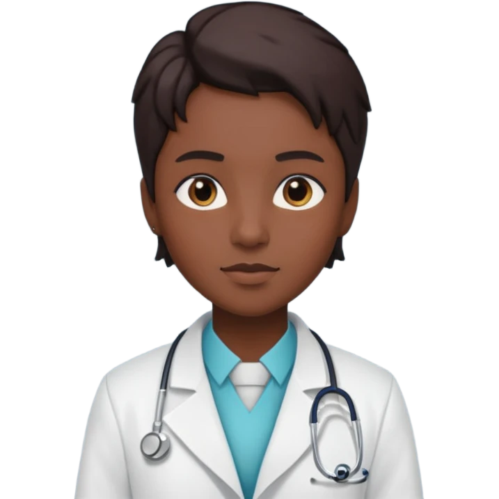 androgynous dark tone skin physician, NO stethoscope around neck emoji