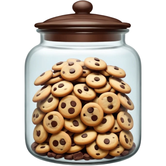 Glass cookie jar filled with chocolate chips emoji