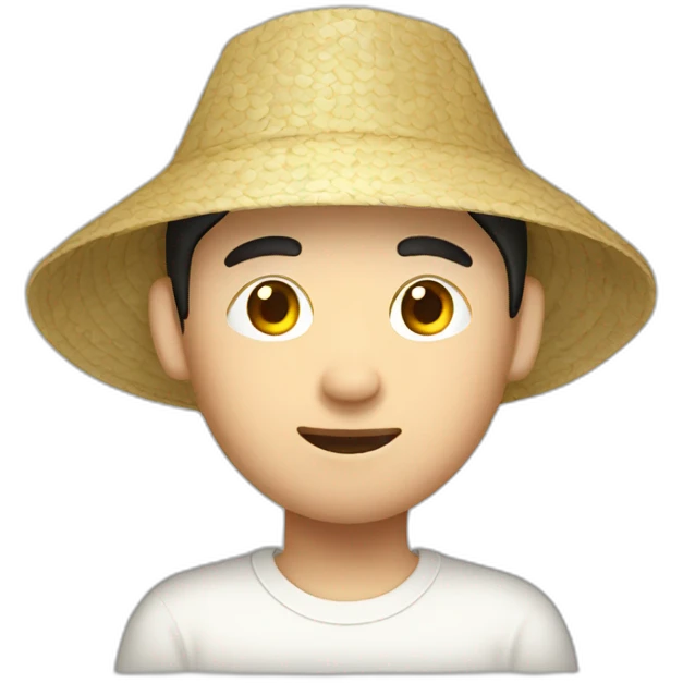 autistic Chinese man wearing a rice hat emoji
