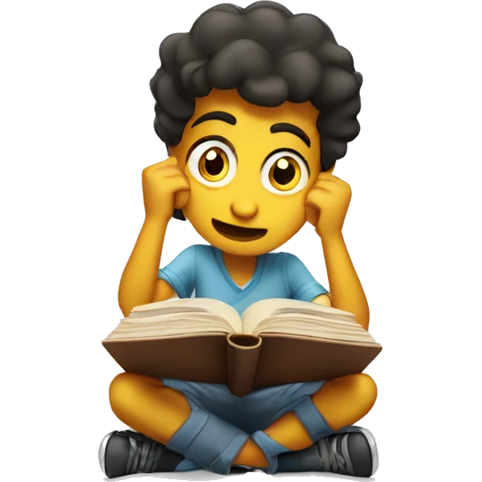 Puzzled student scratching head while reading a book emoji