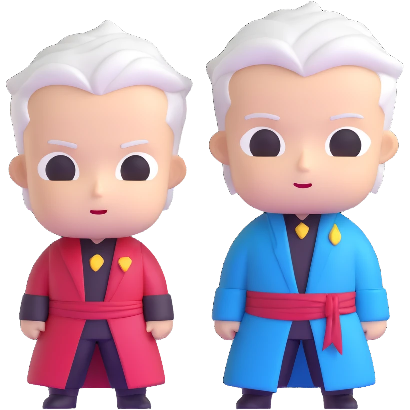 Cute chibi Dante and Vergil from Devil May Cry, big heads, small bodies, childlike proportions emoji