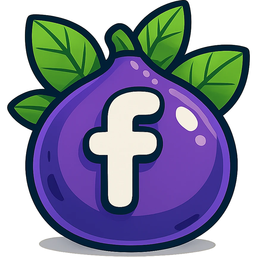plump vibrant Ficbook logo in cartoon style with bold outline expressive shadows glossy highlights bright leaves arranged neatly behind logo one side slightly higher other side slightly lower asymmetrical no background emoji