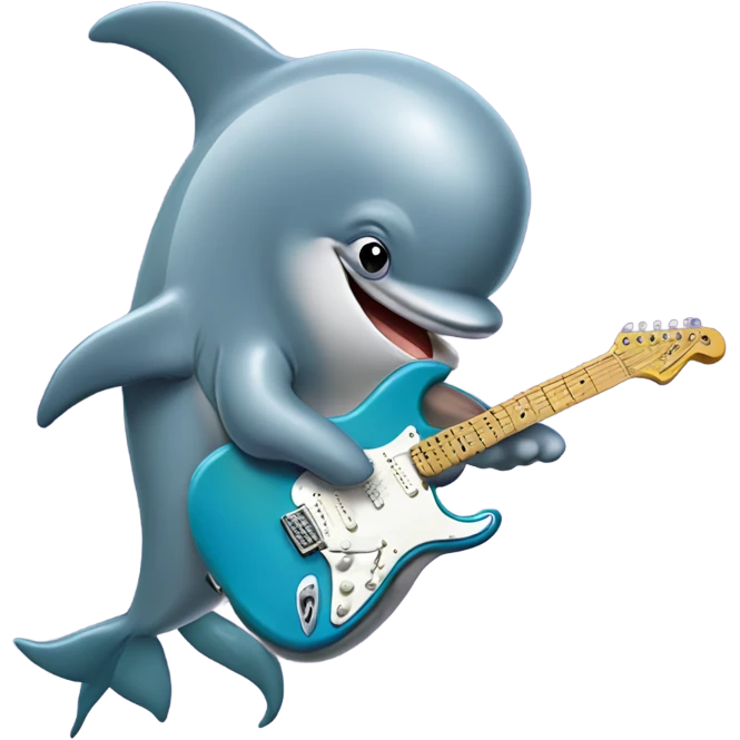 Dolphin playing a Fender Stratocaster  emoji