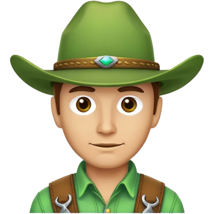 Cowboy face with a bright green cowboy hat emoji