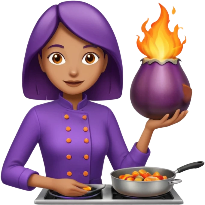 Seductively cooking an eggplant. It is getting hot in here. 🔥  emoji