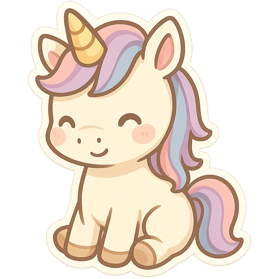 unicorn, chibi stickers style emoji