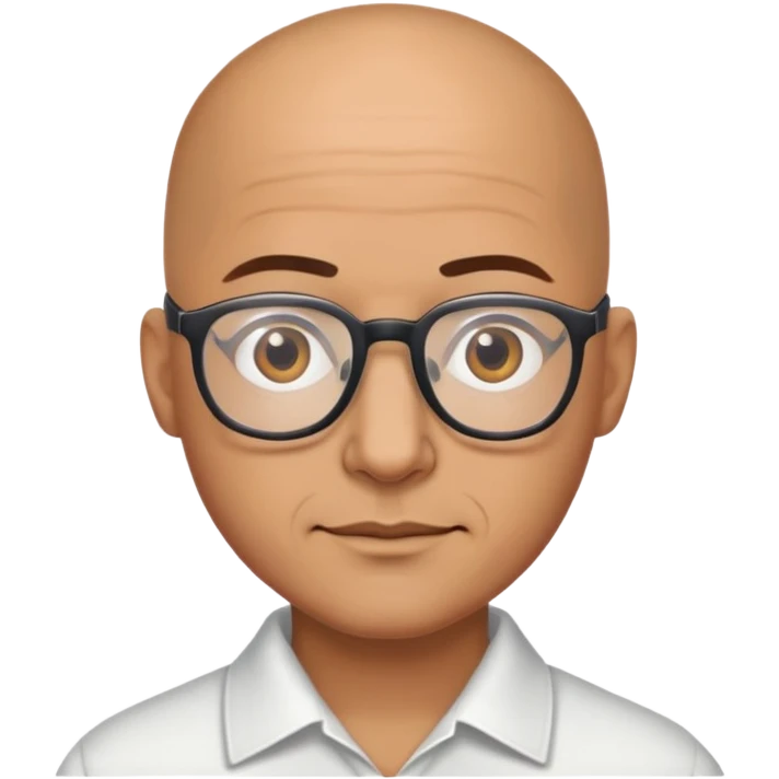 bald man with glasses brown eyes emoji