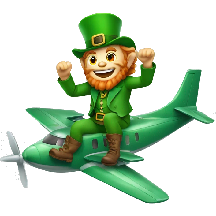 Leprechaun riding on a plane emoji