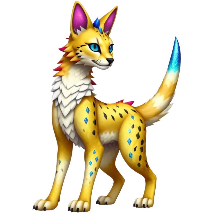 Epic Edgy Colorful Sparkly Sergal-Serval-Vernid full body emoji