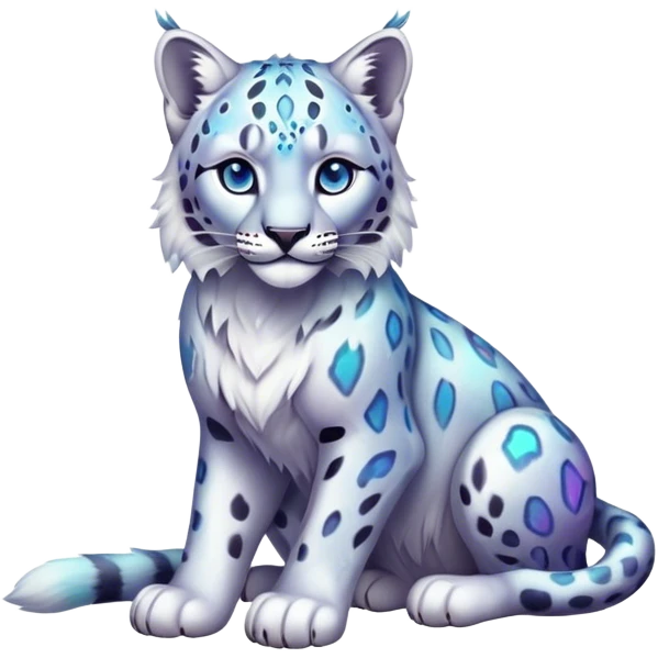 Cute cool edgy Colorful dark vibrant pastel transparent iridescent luminescent ethereal fantasy-lynx-snow-leopard-animal, full-body emoji