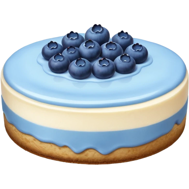 Cheesecake with blue cream on top and blueberries emoji