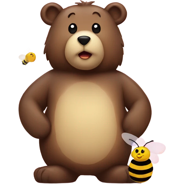 Bear in love with one bee  emoji
