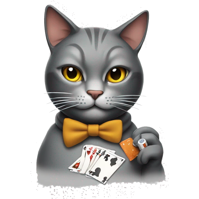 Cat smoking a cigarette playing poker  emoji