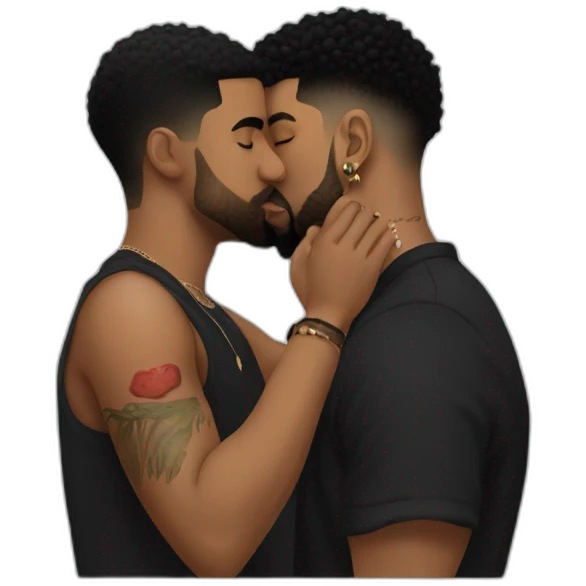 Drake kissing 21 Savage emoji