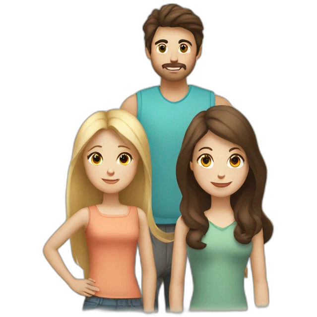 White family, 1 mom with dark hair, 1 boy with Brown hair, 2 girl with long blond hair emoji