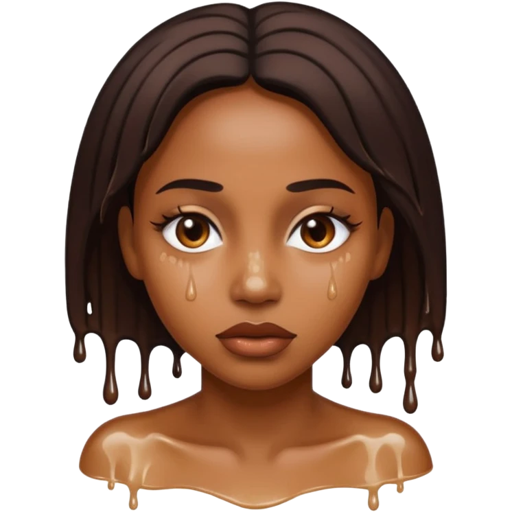Black woman with thick white liquid all over her face  emoji