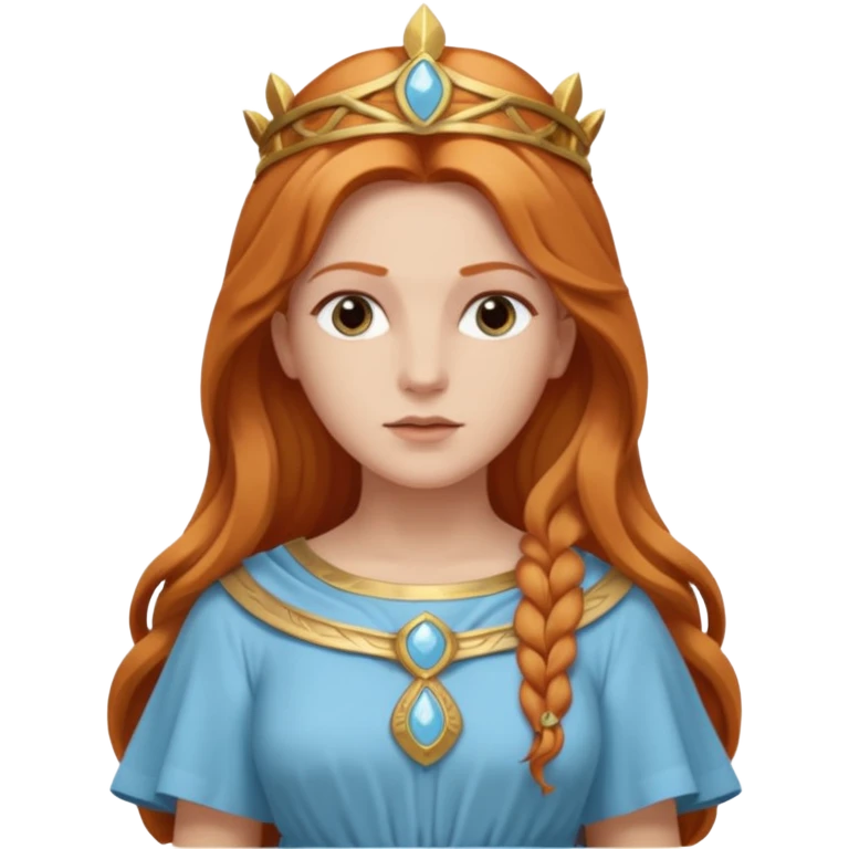 Minerva, Wisdom Goddess from Rome Mythology with long reddish blonde hair, light blue outfit emoji