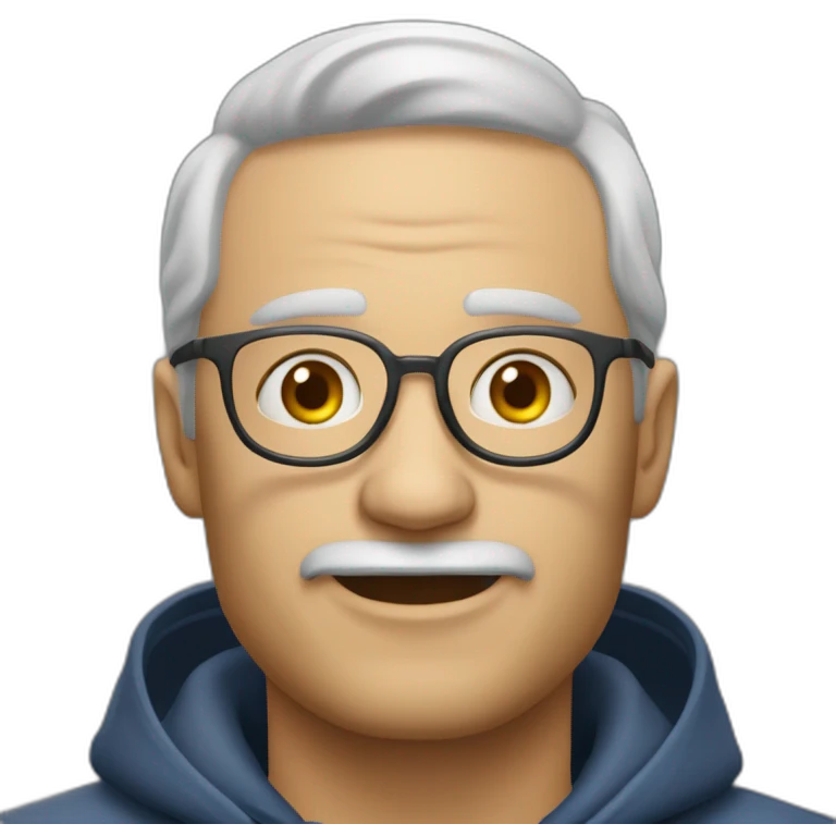 лысый мужик с усами, в клетчатой рубашке и круглыми очками emoji