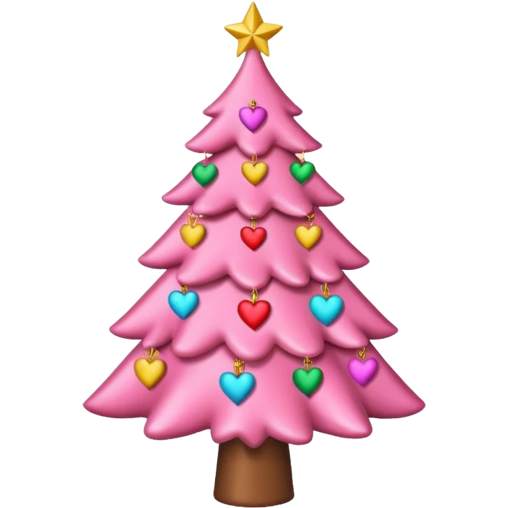 pink Christmas tree with hearts on the surface emoji