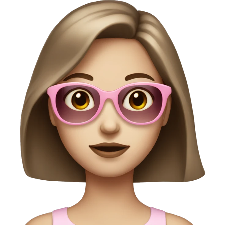 A girl with brown hair pale skin with light pink sunglasses emoji