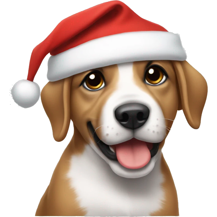 puppy wearing a santa hat emoji
