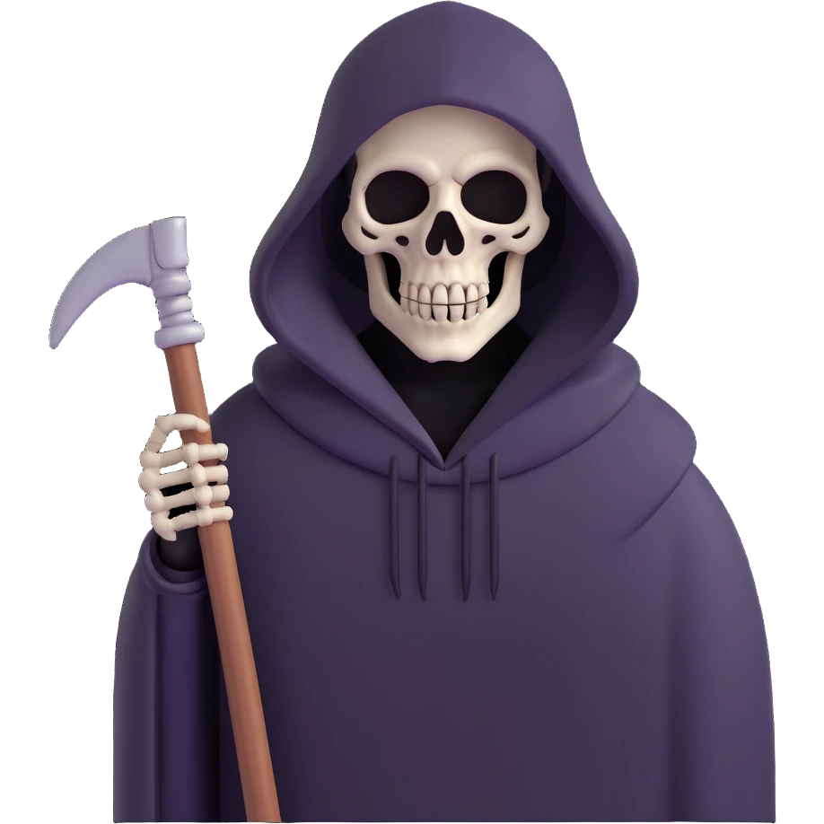 hooded grim reaper with skeletal face emoji