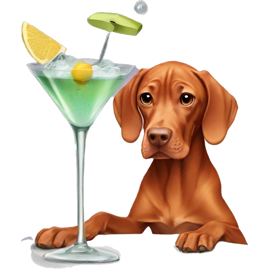Vizsla with martini emoji