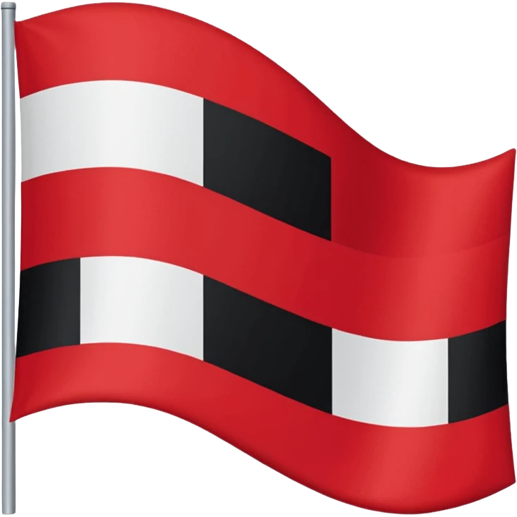 Gib mir eine Fahne die im wind weht mit 3 Farben in der reinginge von oben nach unten schwarz weiß rot emoji