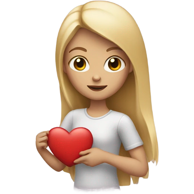 Blonde girl holding a heart emoji