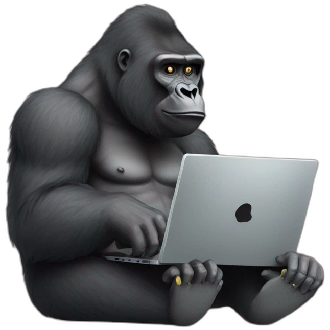 gorilla using a laptop emoji