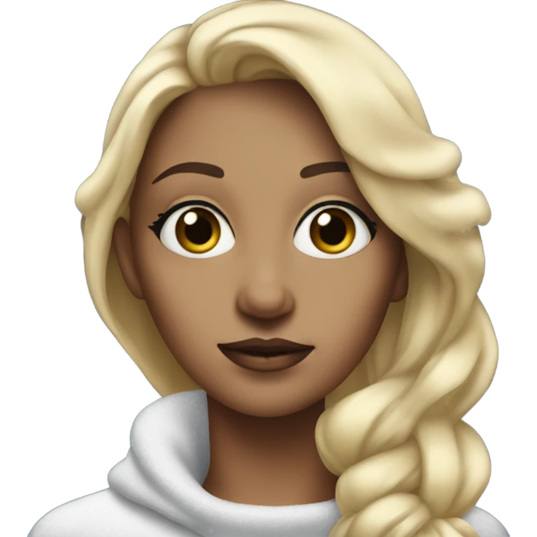 blonde woman with snow powder under her nose and huge eyes  emoji