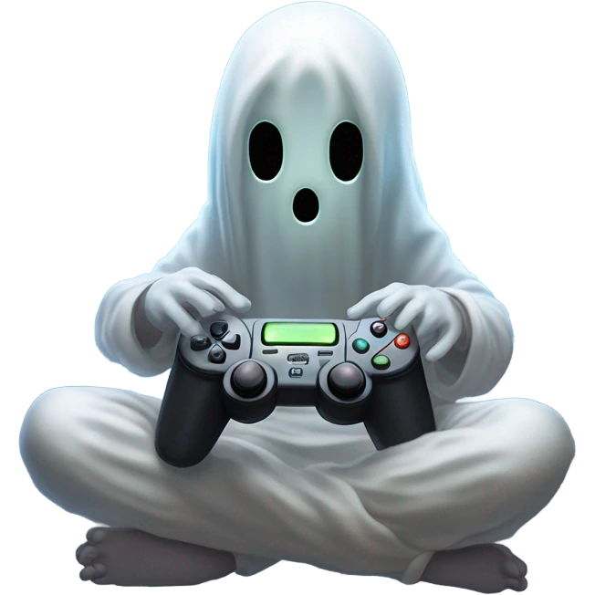 sad ghost playing video game emoji