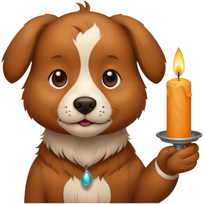 dog holding a lit aromatic candle in hand emoji